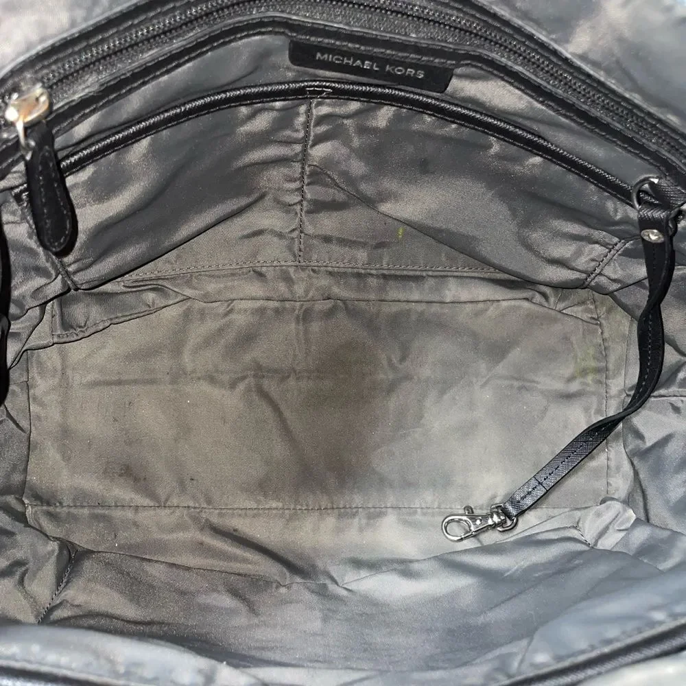 Michael Kors Canvas Leather Trim Tote Shoulder Bag